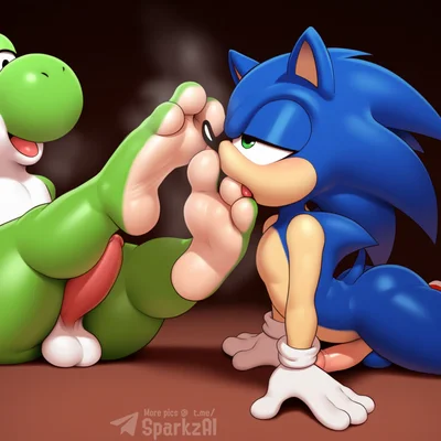 sonic the hedgehog (mario bros, nintendo) created by sergalbutt