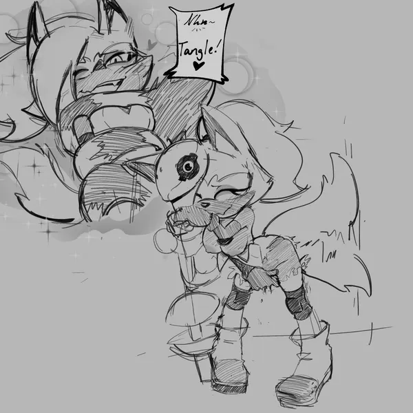 tangle the lemur, whisper the wolf (idw publishing, sega) created by jakku achoo