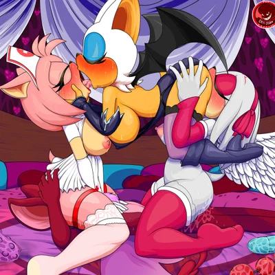 amy rose, incubus (project x), rouge the bat (project x love potion disaster, sega) created by dexstar