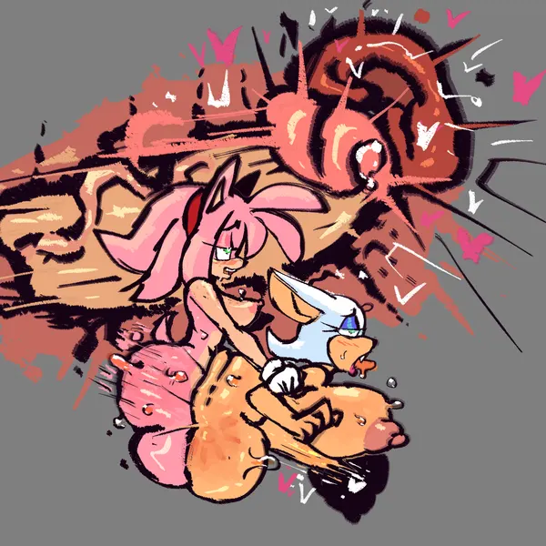 amy rose, rouge the bat (sega, sonic the hedgehog (series)) created by wolflance