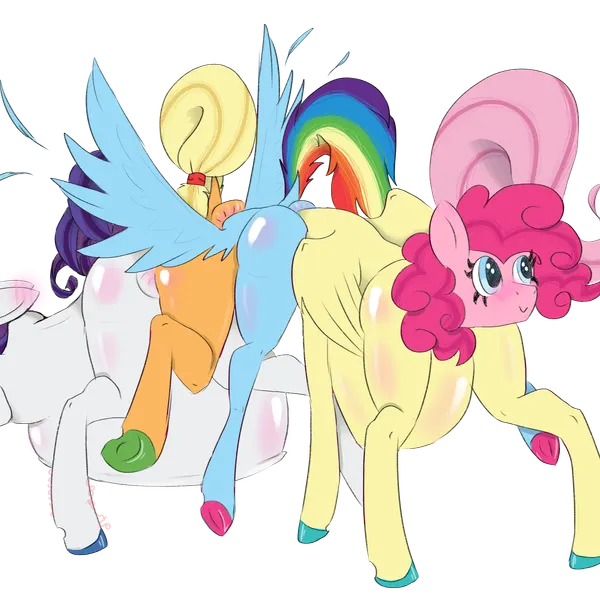 applejack (mlp), fluttershy (mlp), pinkie pie (mlp) (friendship is magic, hasbro) created by caloxya