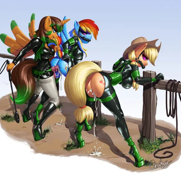 applejack (mlp), rainbow dash (mlp), zyla garthori (zylo garoh) (friendship is magic, hasbro) created by chouboy