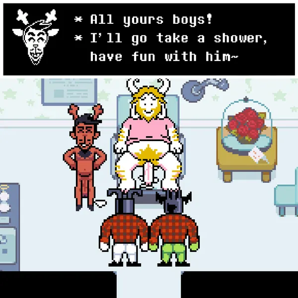 asgore dreemurr, rg01 (undertale), rg02 (undertale) (deltarune, mythology) created by joalmidon
