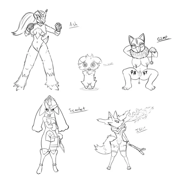 ash (herculesart), iggy (herculesart), scarlet (herculesart) (nintendo, pokemon) created by herculesart