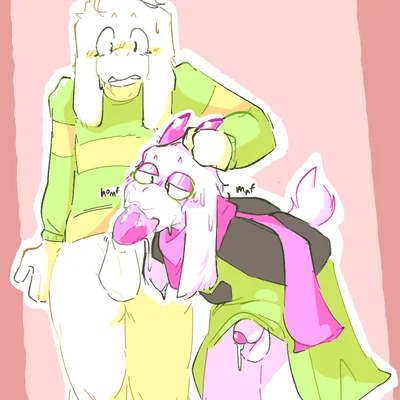 asriel dreemurr, ralsei (deltarune, undertale) created by catjamn
