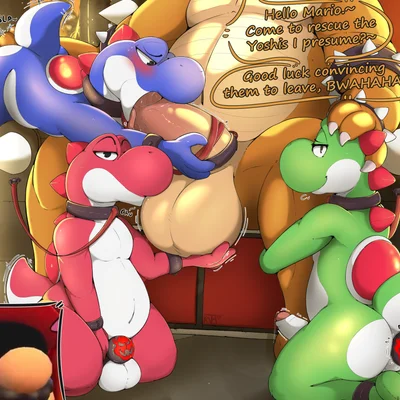 bowser, mario (mario bros, nintendo) created by katauni