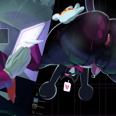 cat mike (deltarune), mike (deltarune), tenna (deltarune) (deltarune, undertale (series)) created by starstar000