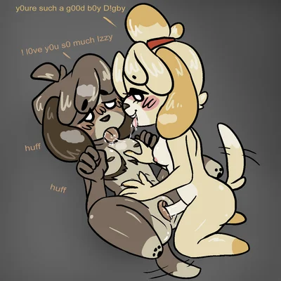 digby (animal crossing), isabelle (animal crossing) (animal crossing, nintendo) created by y0urd3sir3