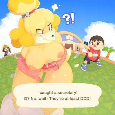 digby (animal crossing), isabelle (animal crossing), villager (animal crossing) (animal crossing, e621) created by mehtrashycoon
