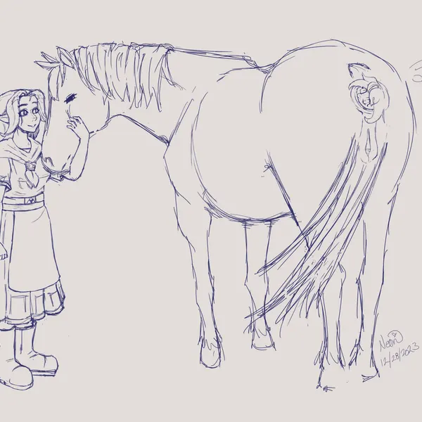 epona (tloz), malon, saria (nintendo, the legend of zelda) created by neonelf
