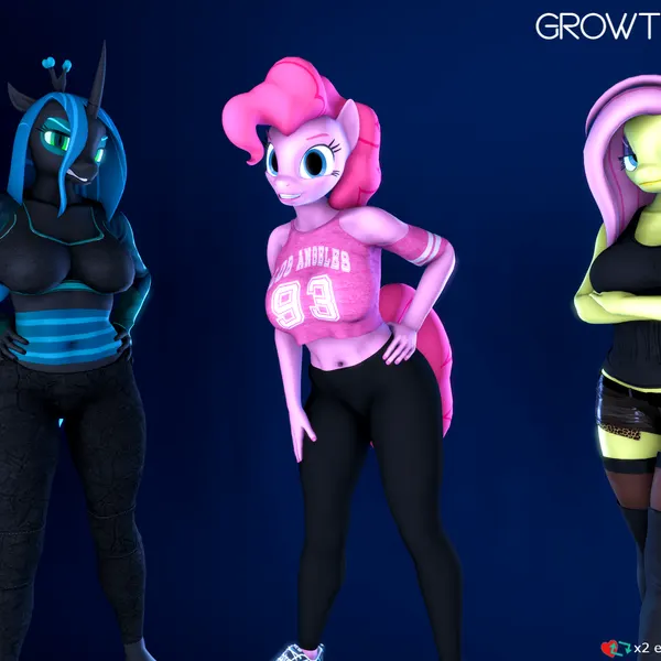 fluttershy (mlp), pinkie pie (mlp), queen chrysalis (mlp) (friendship is magic, hasbro) created by cryowolf9