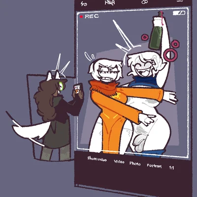 jade harley, rose lalonde, roxy lalonde (homestuck, ms paint adventures) created by xenopavilia