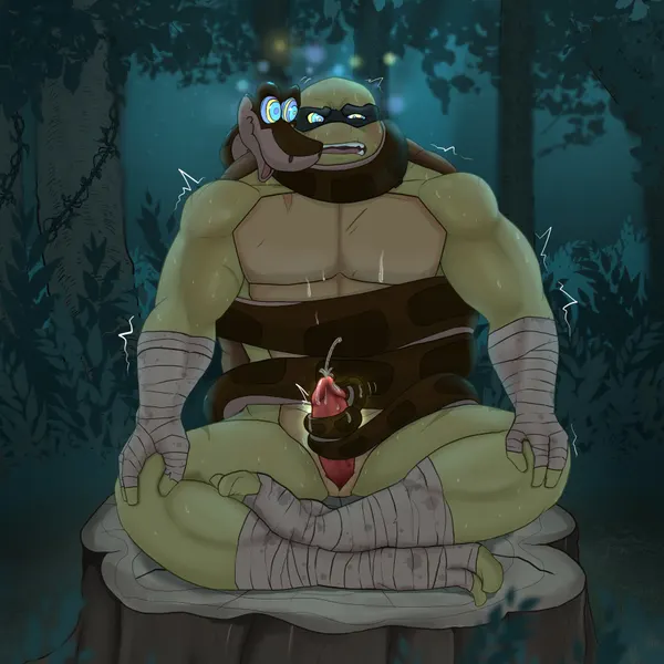 kaa (jungle book), michelangelo (tmnt) (teenage mutant ninja turtles, the jungle book) created by misterchi