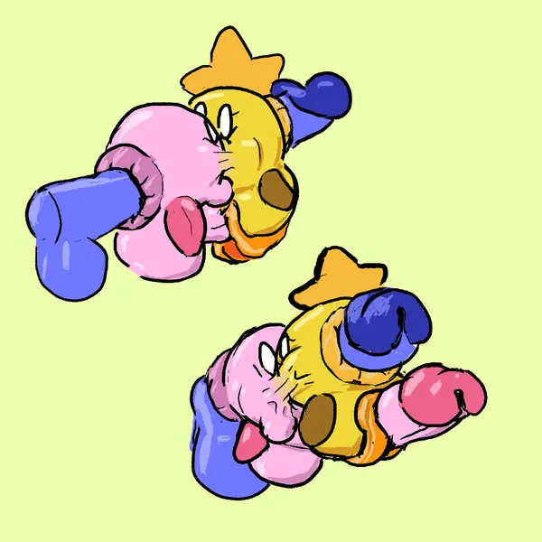 kirby, starlow (kirby (series), mario and luigi (series)) created by dustbunny404