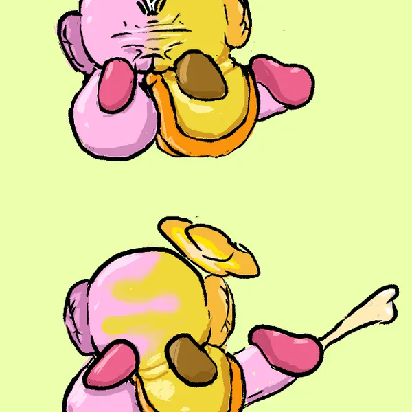 kirby, starlow (kirby (series), mario and luigi (series)) created by dustbunny404