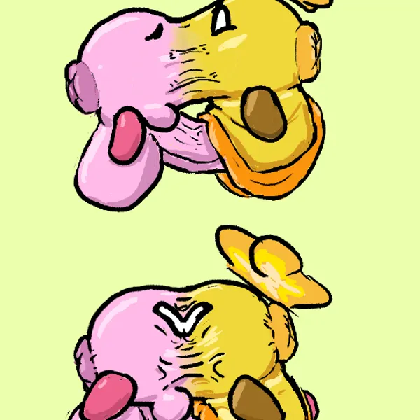 kirby, starlow (kirby (series), mario and luigi (series)) created by dustbunny404