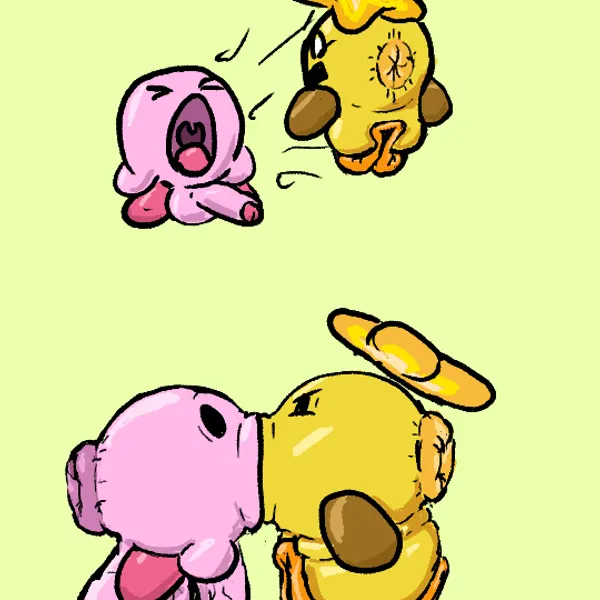 kirby, starlow (kirby (series), mario and luigi (series)) created by dustbunny404