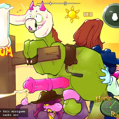 kris dreemurr, ralsei, ralsei horse (deltarune, undertale (series)) created by catjamn