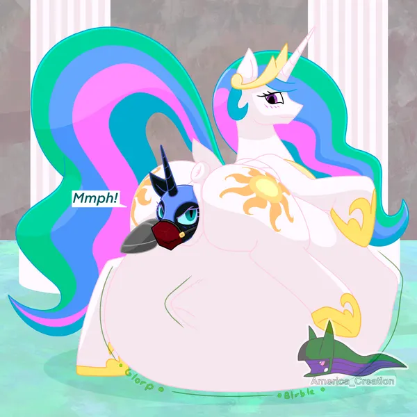 nightmare moon (mlp), princess celestia (mlp) (friendship is magic, hasbro) created by arceus tummy