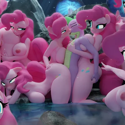 pinkie pie (mlp), spike (mlp) (friendship is magic, hasbro) created by hooves-art