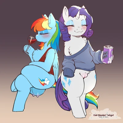 rainbow dash (mlp), rarity (mlp) (friendship is magic, hasbro) created by cold-blooded-twilight