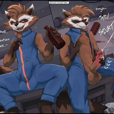 rocket raccoon (guardians of the galaxy, marvel) created by ssssnowy