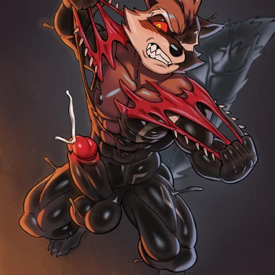rocket raccoon, venom (marvel), venom raccoon (guardians of the galaxy, marvel) created by ryokusetteh
