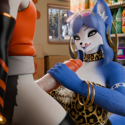 aak (arknights), krystal (star fox) (arknights, hypergryph) created by furry ghosty