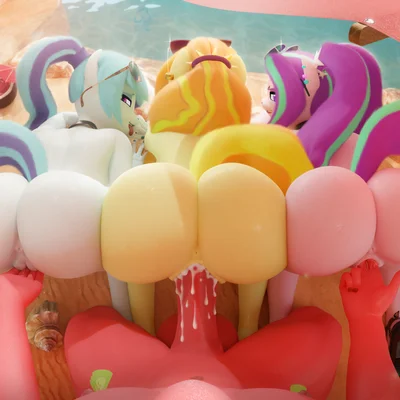 adagio dazzle (eg), aria blaze (eg), big macintosh (mlp) (equestria girls, friendship is magic) created by hooves-art