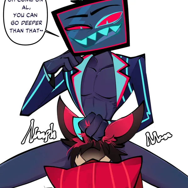 alastor (hazbin hotel), vox (hazbin hotel) (hazbin hotel, hellaverse) created by pinksartdump