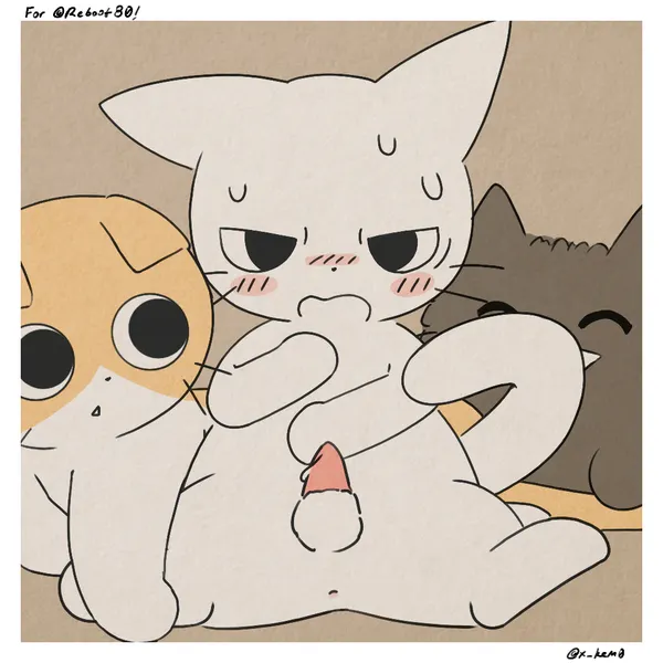 amayakasuneko, nagameruneko, shikaruneko (shikaruneko (series)) created by x kemo