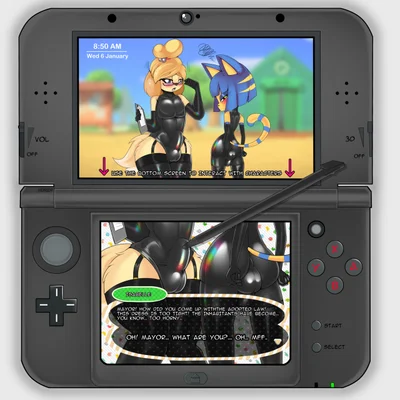 ankha (animal crossing), isabelle (animal crossing) (animal crossing, nintendo) created by xorza