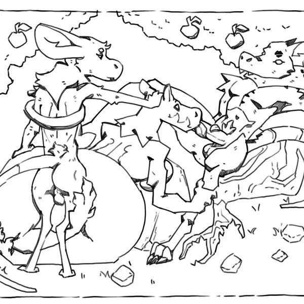 bechamel (fuzzamorous), gnocchi (twostrokemouse) (mythology) created by twostrokemouse