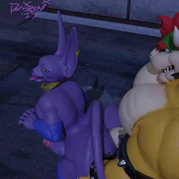 beerus, bowser (dragon ball, dragon ball super) created by domizoni