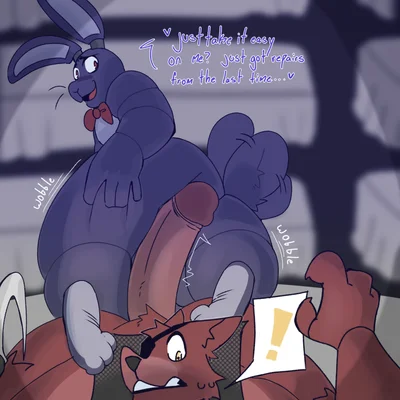 bonnie (fnaf), foxy (fnaf) (five nights at freddy's, scottgames) created by knightferret