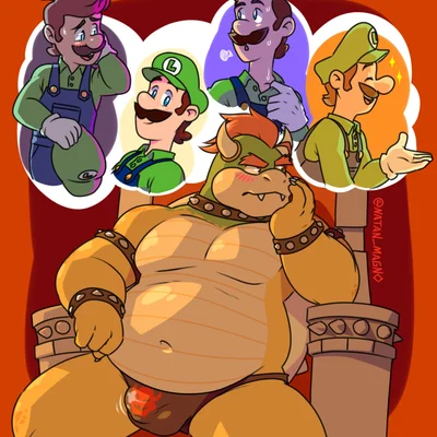 bowser, luigi (mario bros, nintendo) created by natan magno