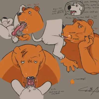 brian griffin, tim the bear (family guy, the cleveland show) created by bronzebadger