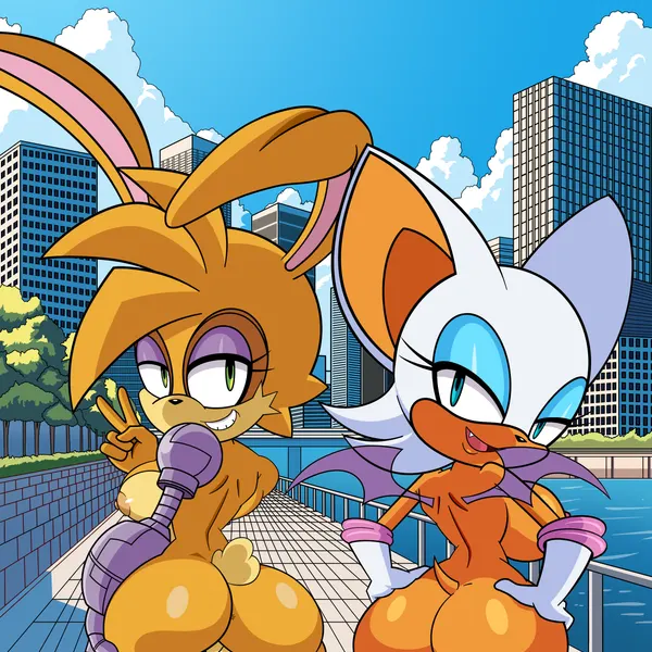 bunnie rabbot, rouge the bat (sega, sonic the hedgehog (series)) created by mobian monster