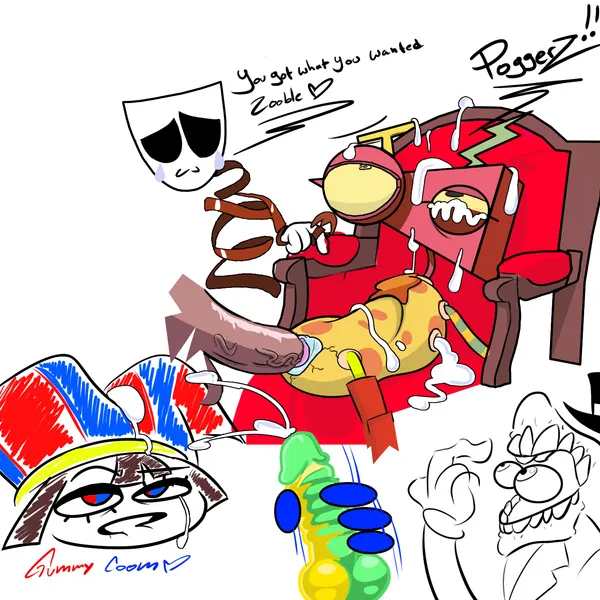 caine (tadc), gangle (tadc), gummigoo (tadc) (glitch productions, the amazing digital circus) created by aptom7747