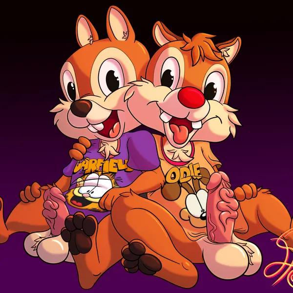 chip (disney), dale (disney), garfield the cat (chip 'n dale, chip 'n dale rescue rangers) created by lobofeo
