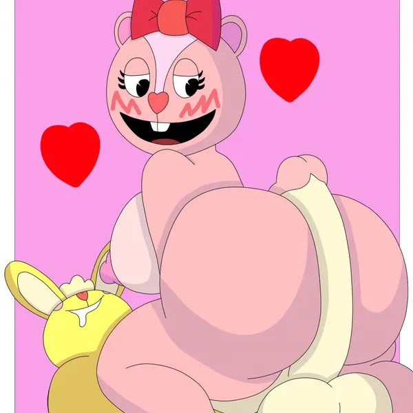 cuddles (htf), giggles (htf) (happy tree friends) created by destination1995