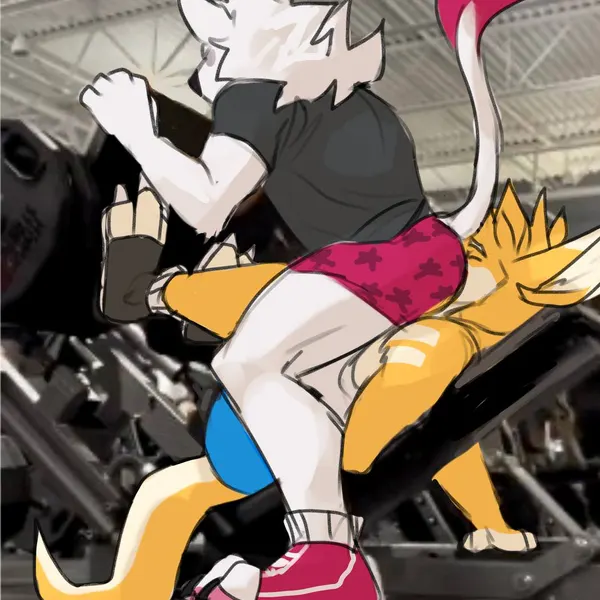 dunothewolf (character), solaxe (leg press redraw (meme)) created by solaxe (artist)