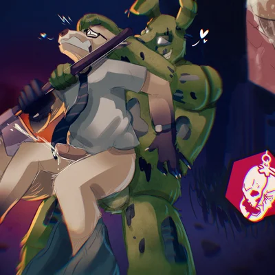 dwight fairfield, springtrap (fnaf) (dead by daylight, five nights at freddy's) created by smelly burr