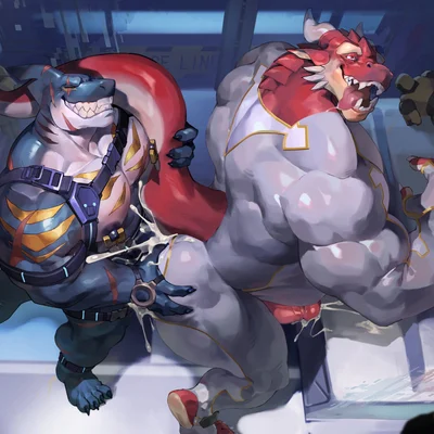 dylan (alvintanubis), griffin (awpdragon) (alvintanubis, mythology) created by yibian sz