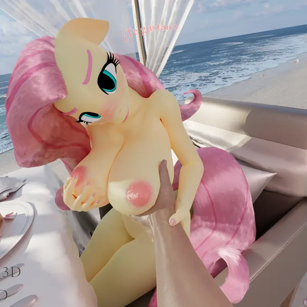 fluttershy (mlp) (friendship is magic, hasbro) created by flutterpink 3d
