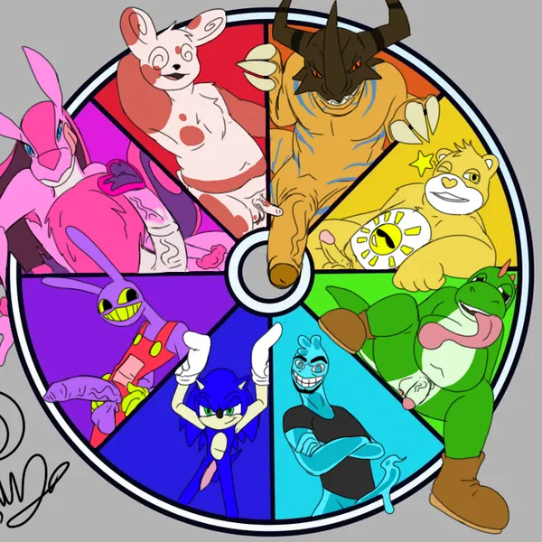 funshine bear, jax (tadc), osmosis jones (character) (bandai namco, care bears) created by fledgedragonfox