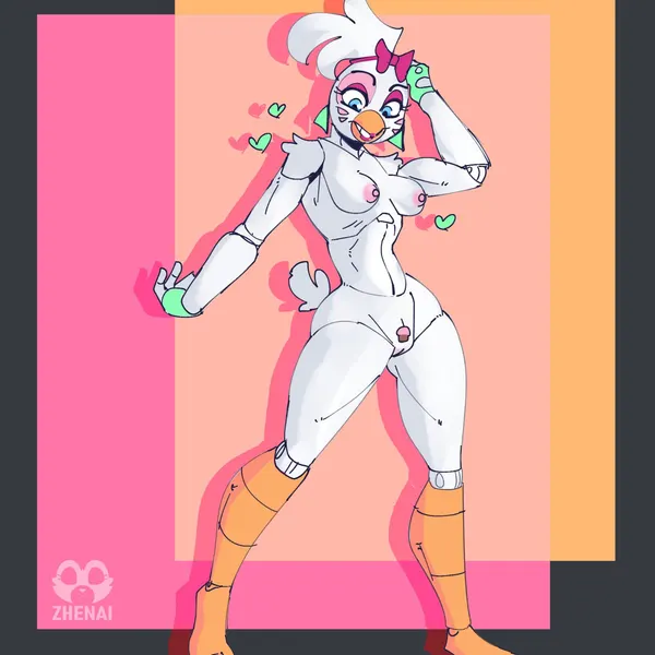 glamrock chica (five nights at freddy's, five nights at freddy's: security breach) created by zhenai