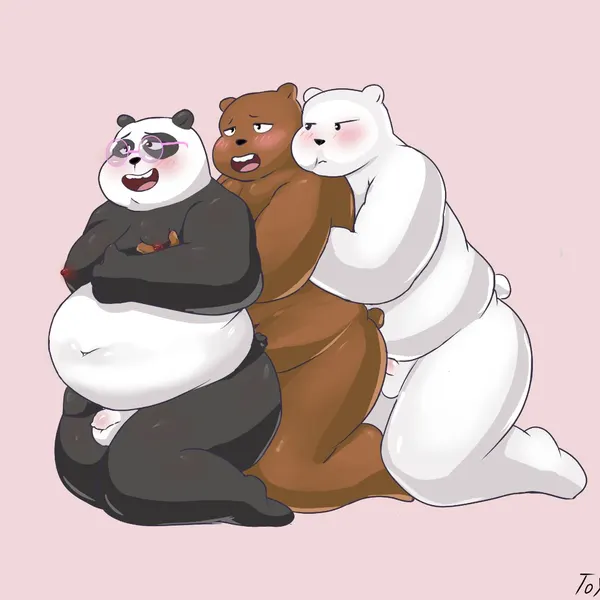 grizzly (we bare bears), ice bear (we bare bears), panda (we bare bears) (cartoon network, we bare bears) created by toyaaaa chub