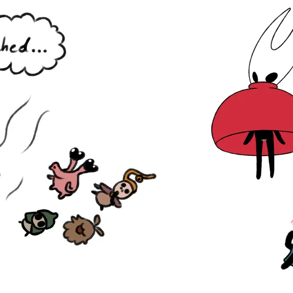 hornet (hollow knight), nuu (hollow knight: silksong), pavo (hollow knight: silksong) (hollow knight: silksong, hollow knight (franchise)) created by sen grisane (artist)