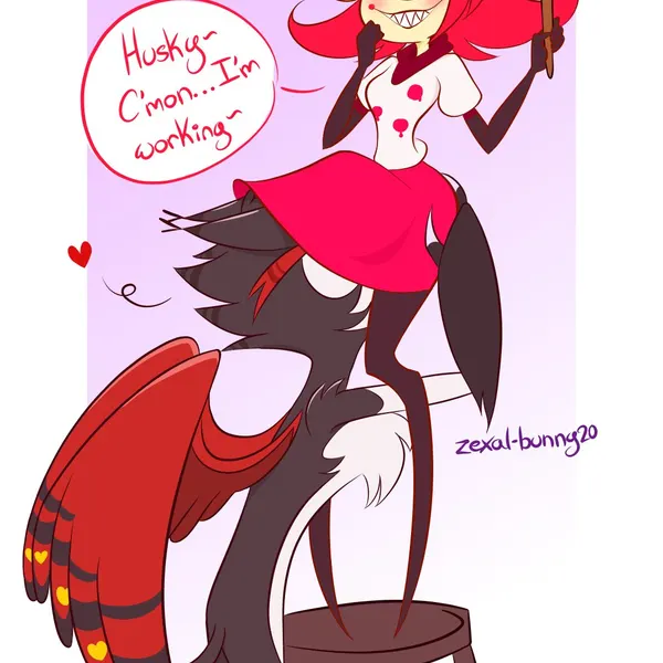 husk (hazbin hotel), niffty (hazbin hotel) (hazbin hotel, hellaverse) created by starlightpearl